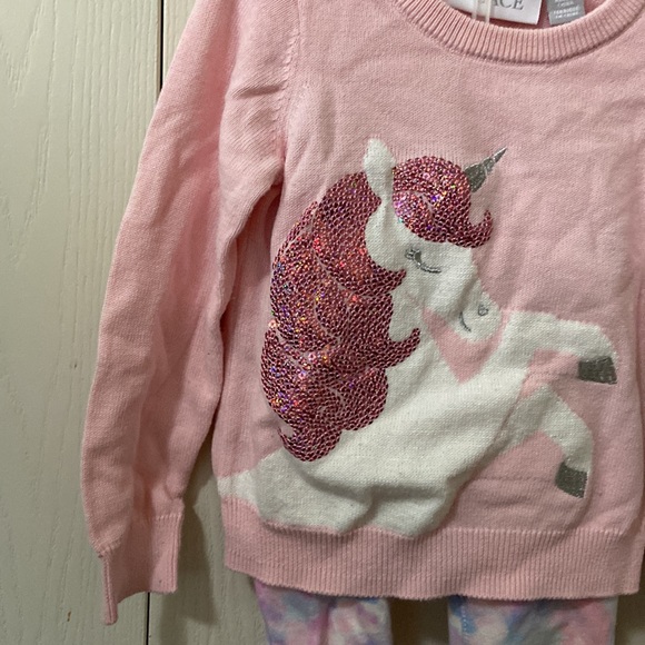 The Children’s Place Pink Unicorn Sweater and Marbled Pink & Blue Pants - Picture 3 of 7